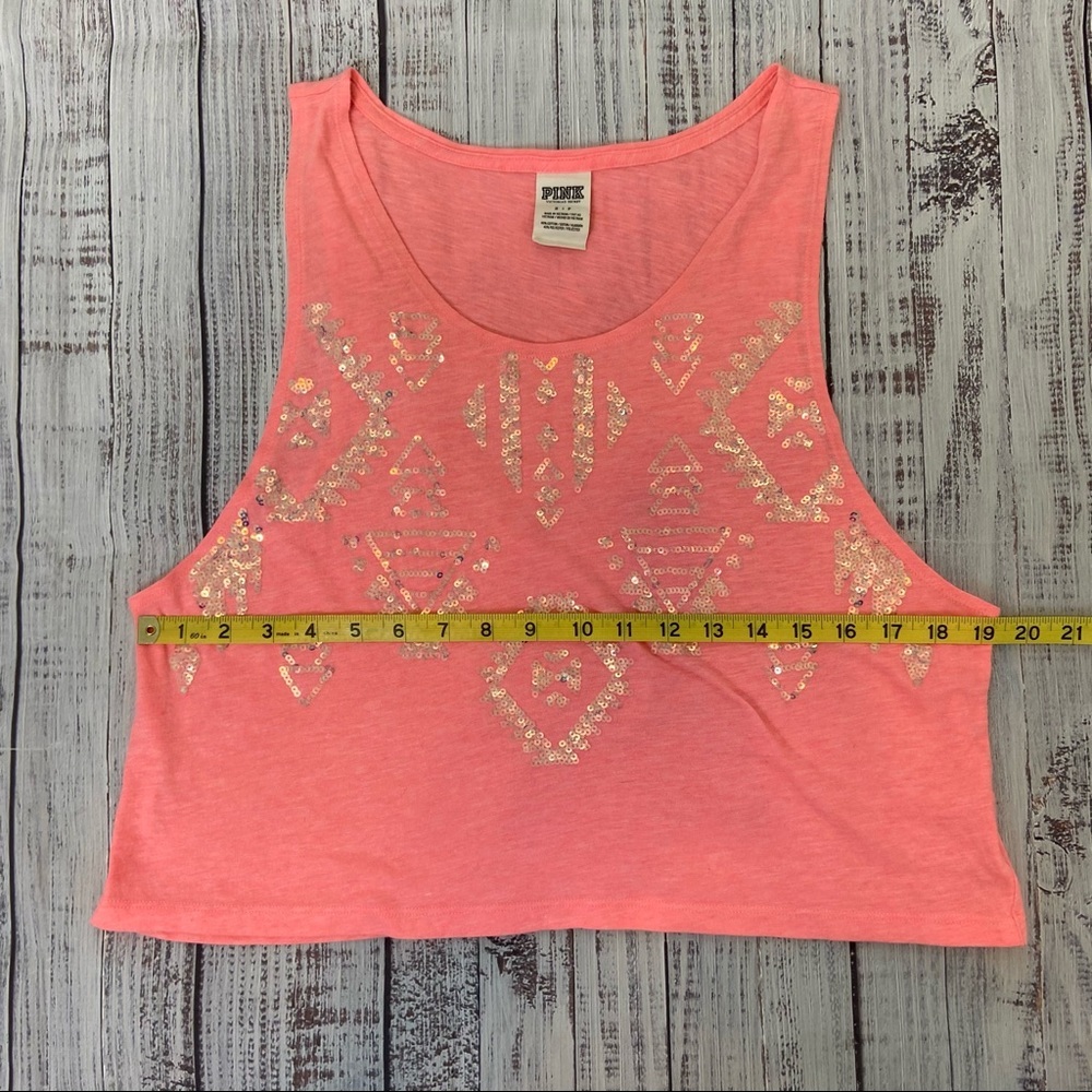 Pink Victoria’s Secret Sequined Crop Tank Top. Size Small - Picture 7 of 8
